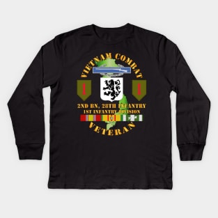 Vietnam Combat Infantry Veteran w 2nd Bn 28th Inf 1st Inf Div SSI Kids Long Sleeve T-Shirt